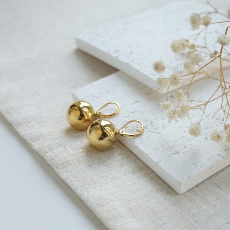 Little Grey Moon Gold Pia Sphere Hoop Earrings