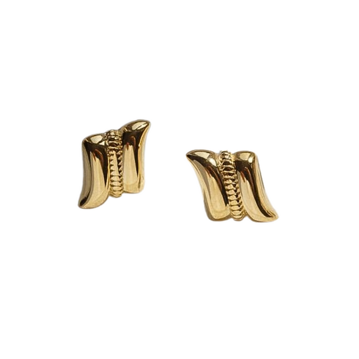 Little Grey Moon Gold Wave Stud Earrings