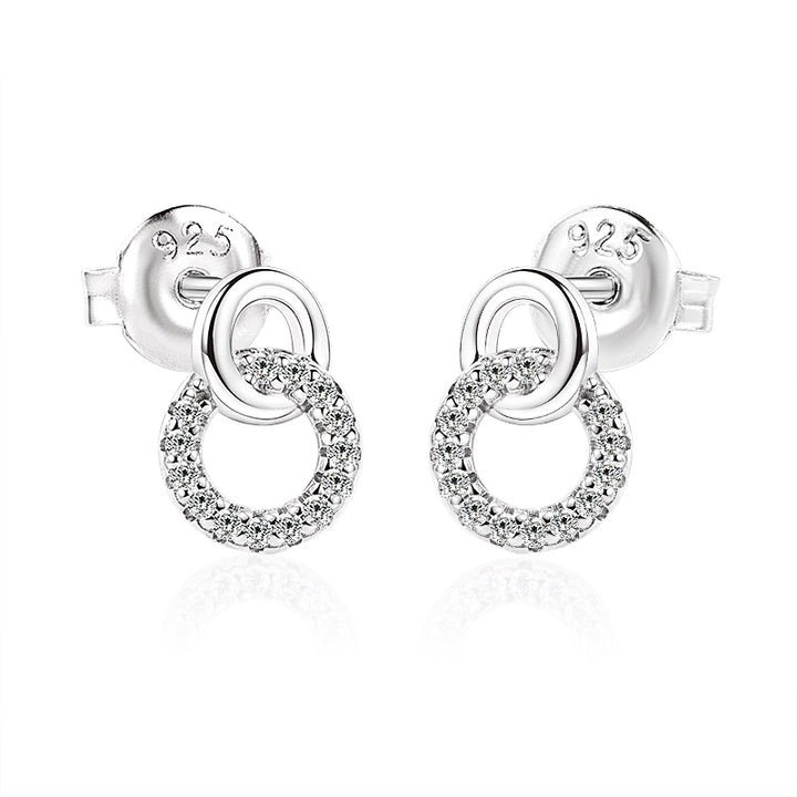 ol&co Silver Interlinking Drop Stud Earrings