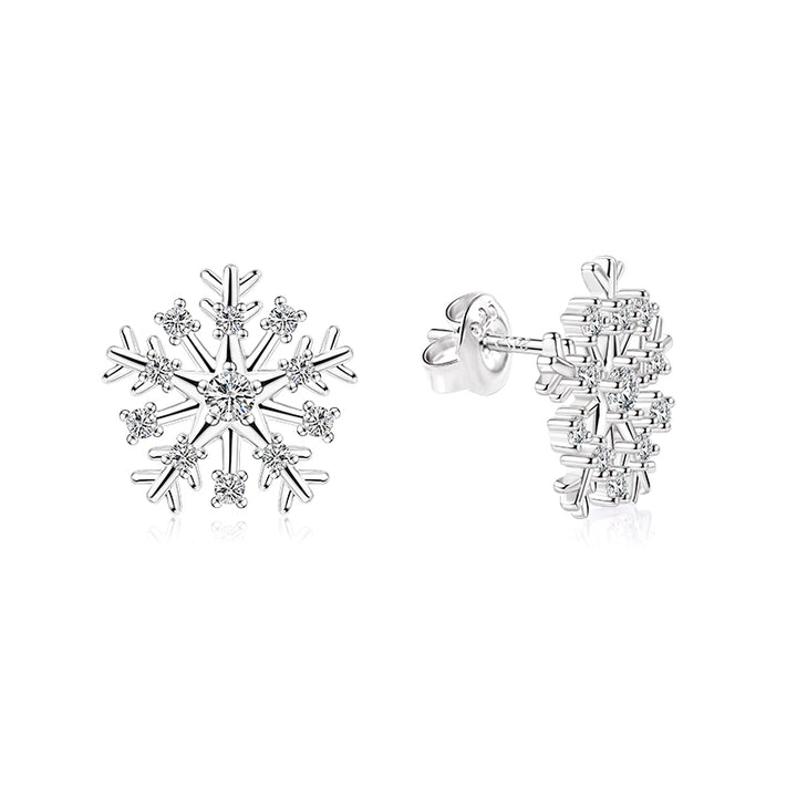 ol&co Silver Large Sparkling Snowflake Stud Earrings