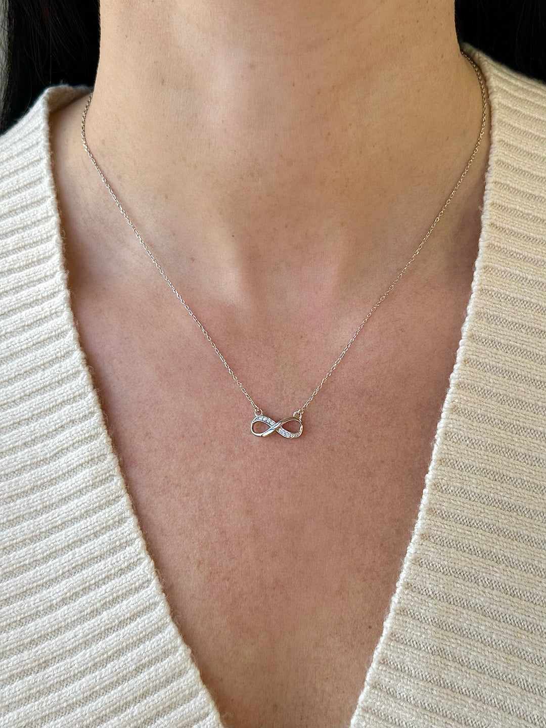 ol&co Silver Sparkling Infinity Pendant Necklace