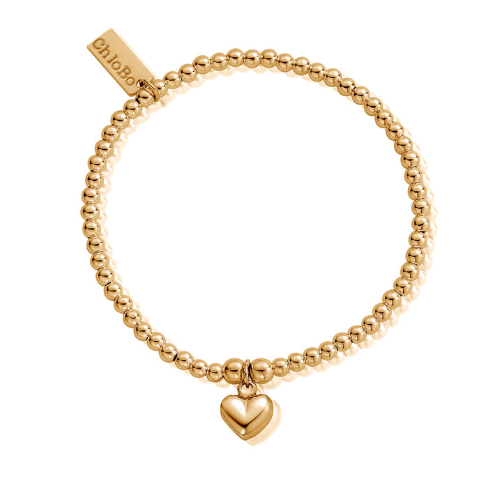 ChloBo Gold Cute Charm Puffed Heart Bracelet