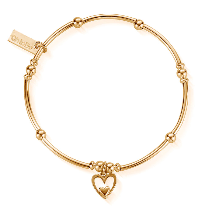 ChloBo Gold Mini Noodle Ball Heart In Heart Bracelet