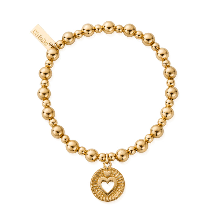 Chlobo Gold Mini Small Ball Guiding Heart Bracelet