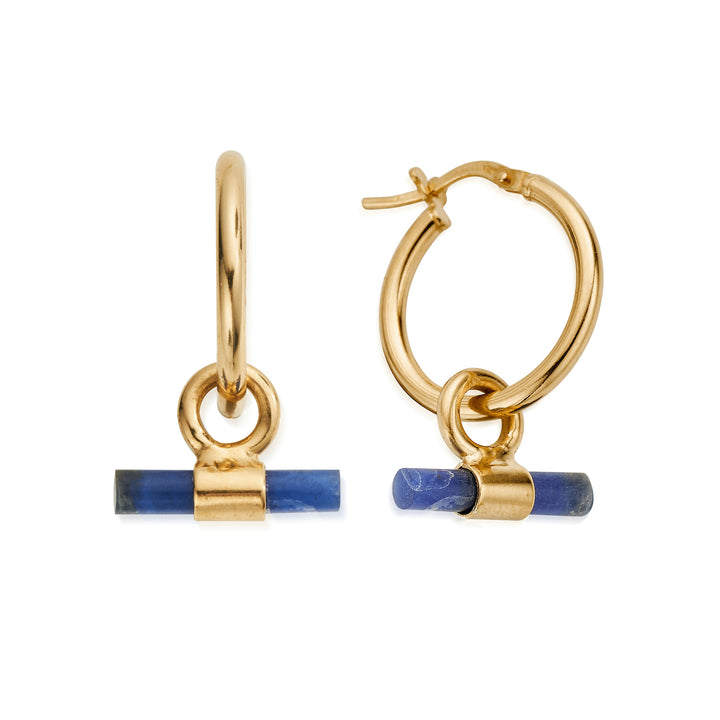 ChloBo Gold Sodalite T-Bar Hoop Earrings