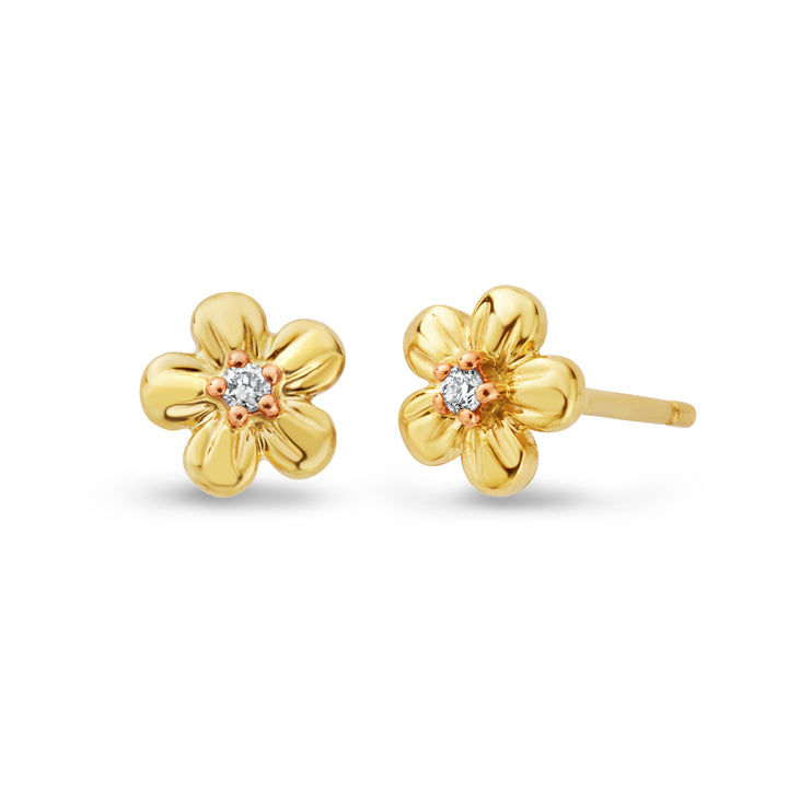 Clogau Solid Gold Forget Me Not Stud Earrings With Diamond