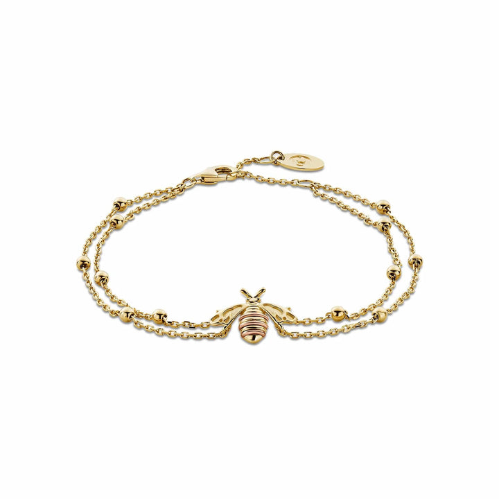 Clogau Nature's Wonder 9ct Solid Gold Honey Bee Double Chain Bracelet