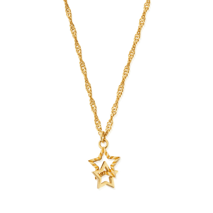 ChloBo Gold Twisted Rope Chain Interlocking Star Necklace