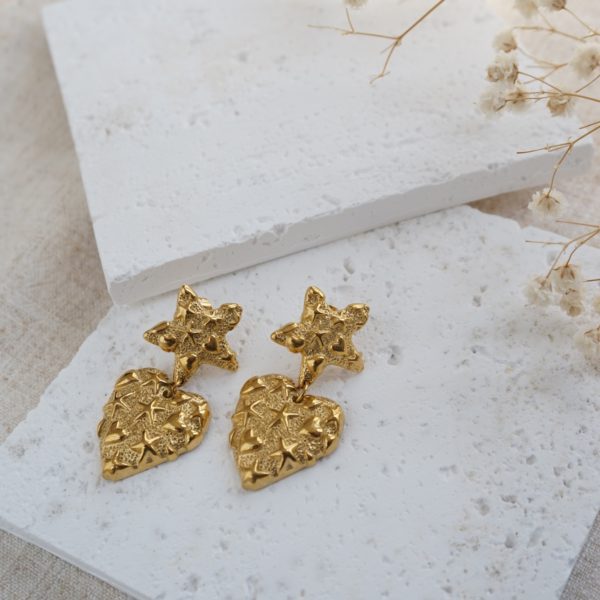 Little Grey Moon Gold Beach Drop Earrings