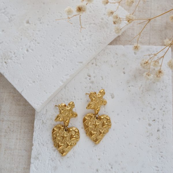 Little Grey Moon Gold Beach Drop Earrings