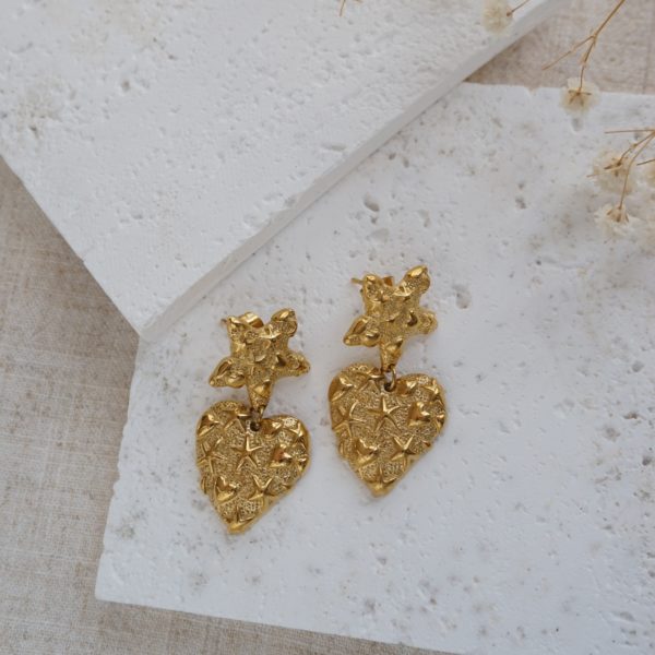 Little Grey Moon Gold Beach Drop Earrings