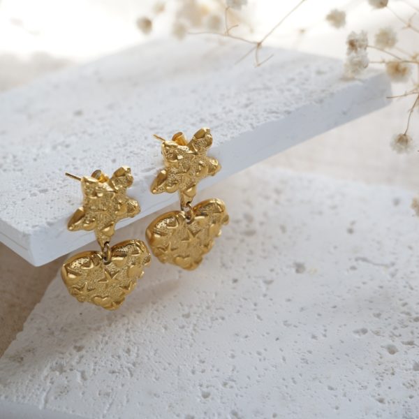 Little Grey Moon Gold Beach Drop Earrings