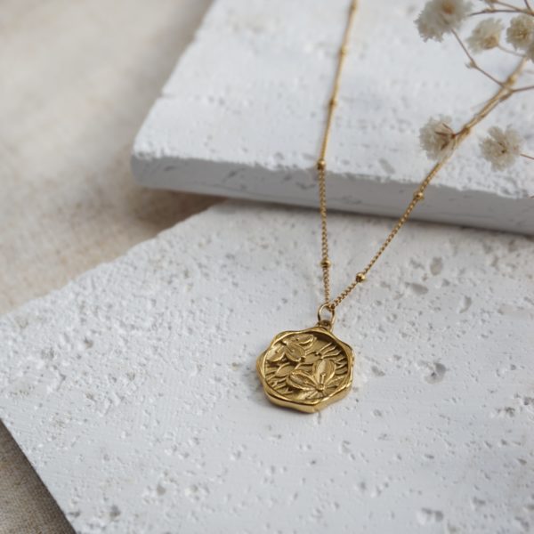 Little Grey Moon Gold Buttercup Necklace