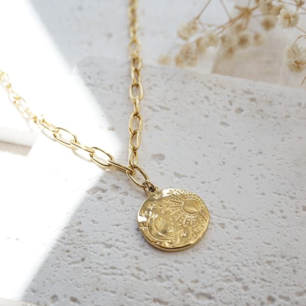 Little Grey Moon Gold Celestial Necklace