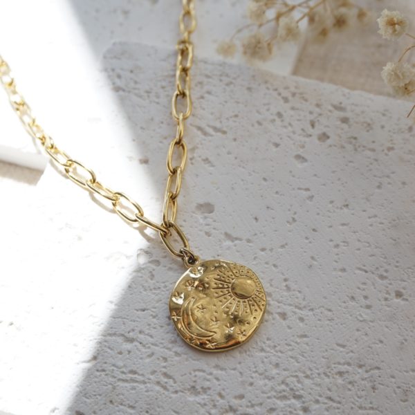 Little Grey Moon Gold Celestial Necklace