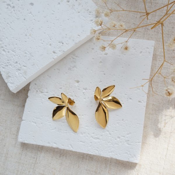 Little Grey Moon Gold Corolla Stud Earrings