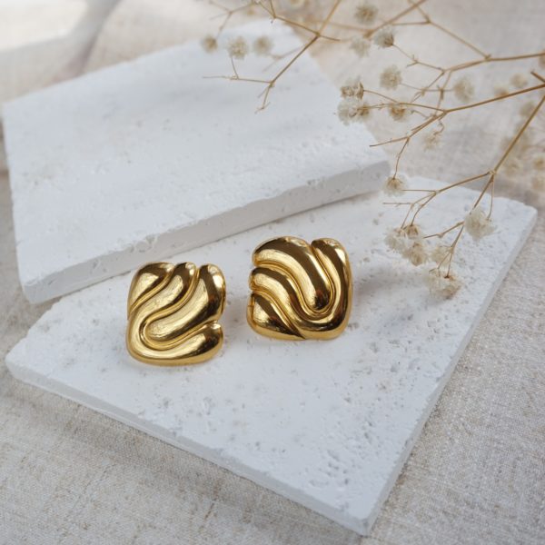 Little Grey Moon Gold Flow Stud Earrings