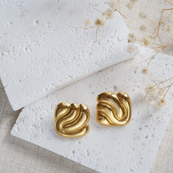 Little Grey Moon Gold Flow Stud Earrings