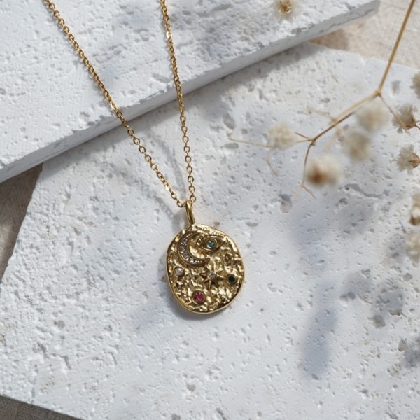 Little Grey Moon Gold Galaxy Necklace