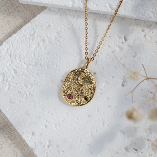 Little Grey Moon Gold Galaxy Necklace