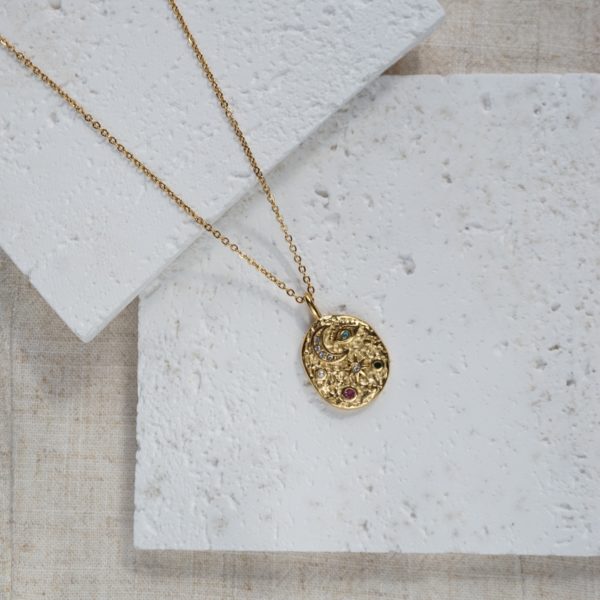 Little Grey Moon Gold Galaxy Necklace