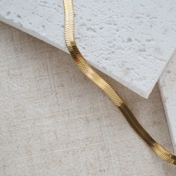 Little Grey Moon Gold Herringbone Necklace