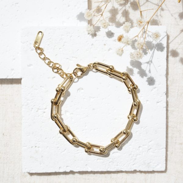 Little Grey Moon Gold Link Chain Bracelet