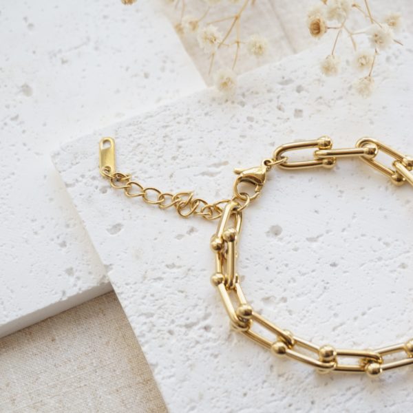 Little Grey Moon Gold Link Chain Bracelet