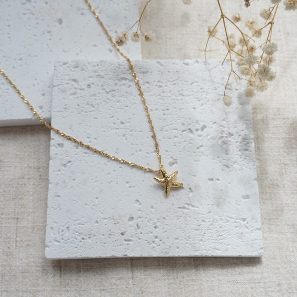 Little Grey Moon Gold Mini Starfish Necklace