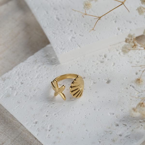 Little Grey Moon Gold Seashore Ring