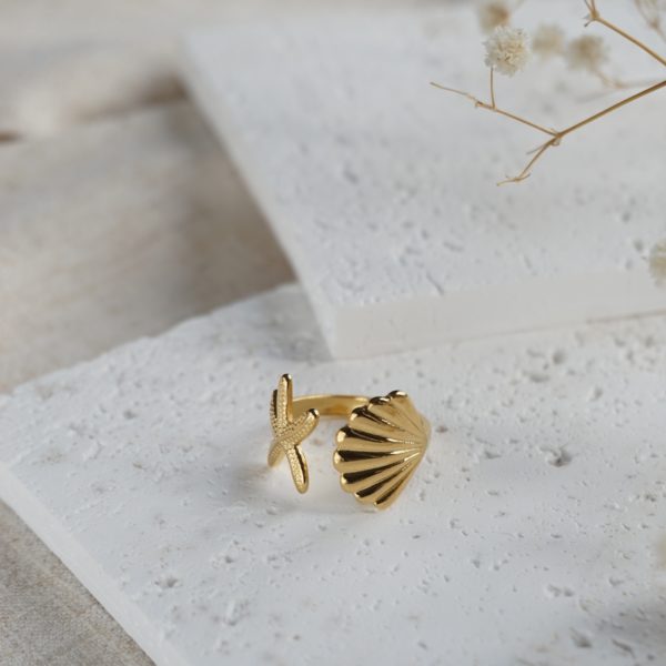 Little Grey Moon Gold Seashore Ring