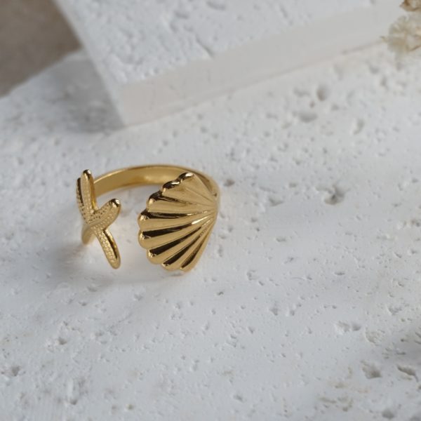 Little Grey Moon Gold Seashore Ring