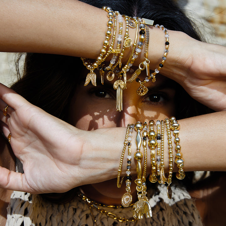 ChloBo Gold & Silver Stone of Empowerment Black Quartz Bracelet