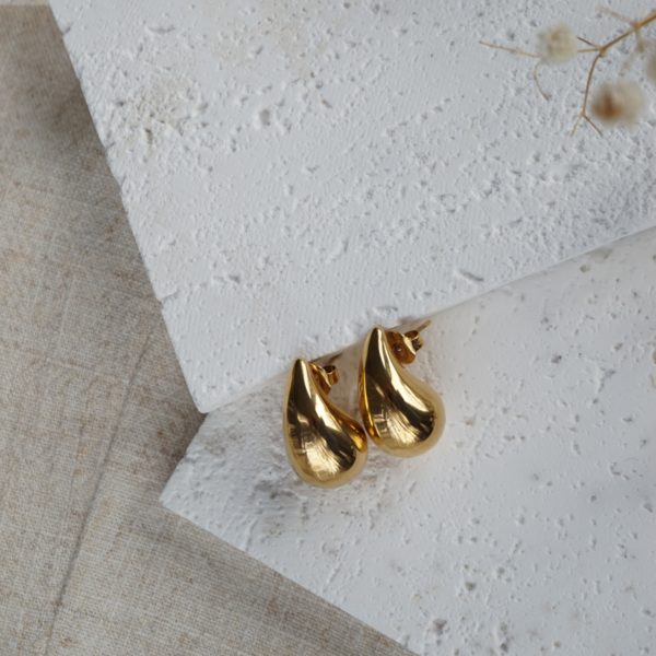 Little Grey Moon Gold teardrop Stud Earrings