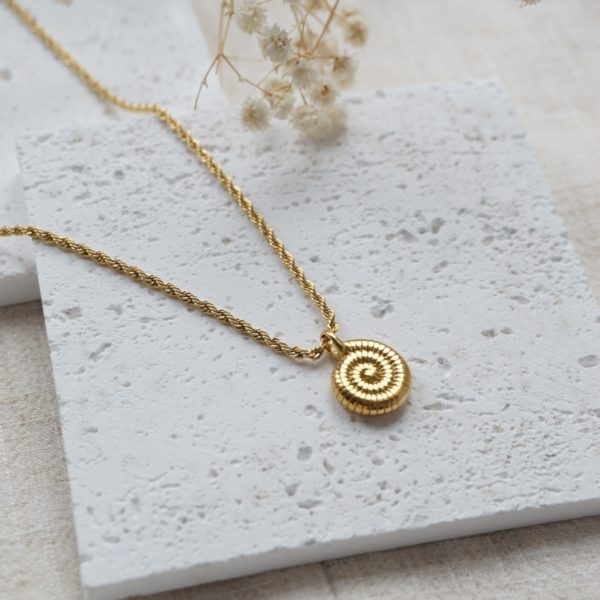 Little Grey Moon Gold Whorl Necklace