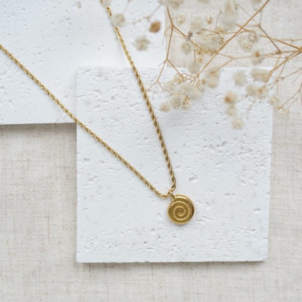 Little Grey Moon Gold Whorl Necklace