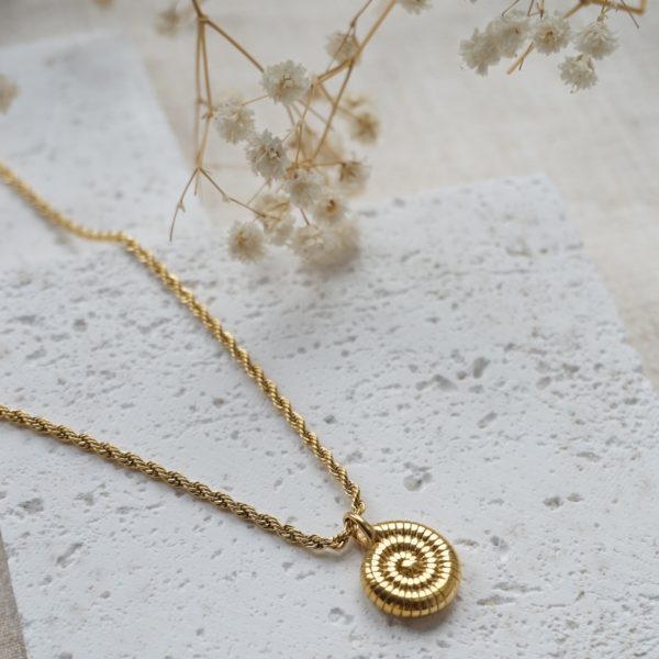 Little Grey Moon Gold Whorl Necklace