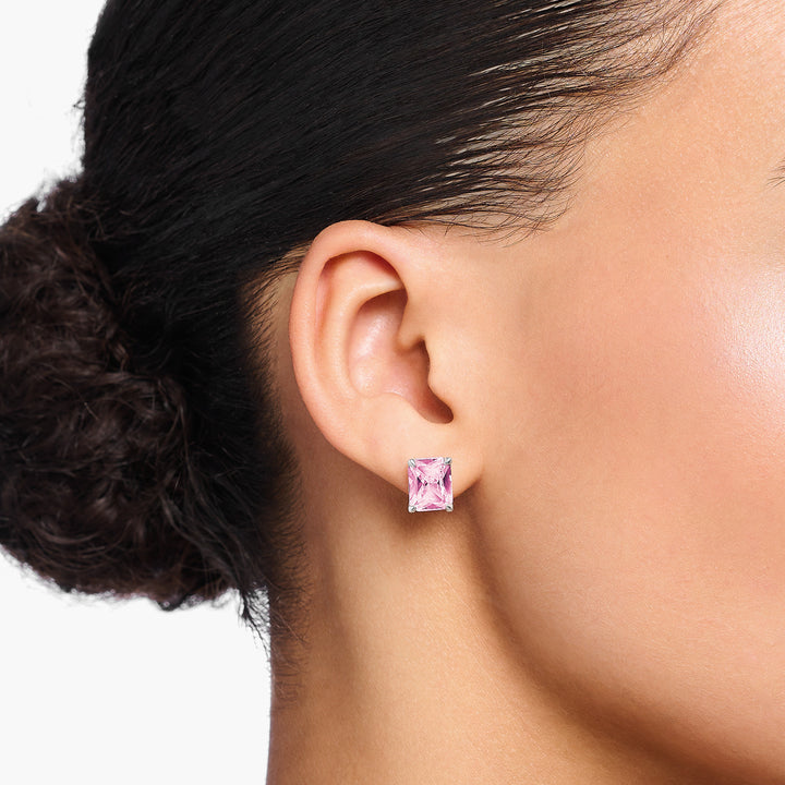 Thomas Sabo Silver and Pink CZ Stud Earrings