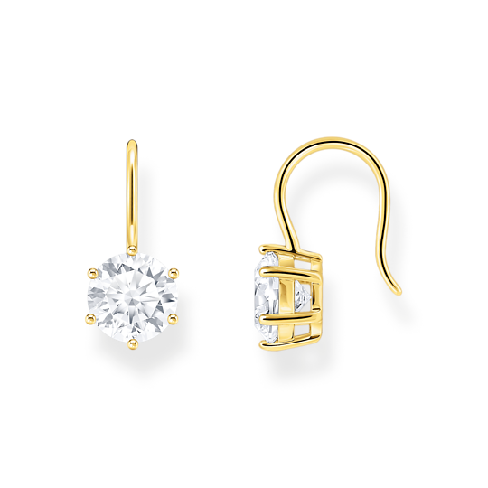 Thomas Sabo Gold Round Zirconia Drop Earrings