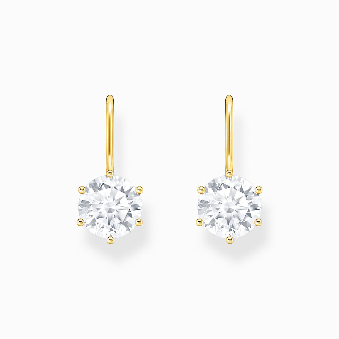 Thomas Sabo Gold Round Zirconia Drop Earrings