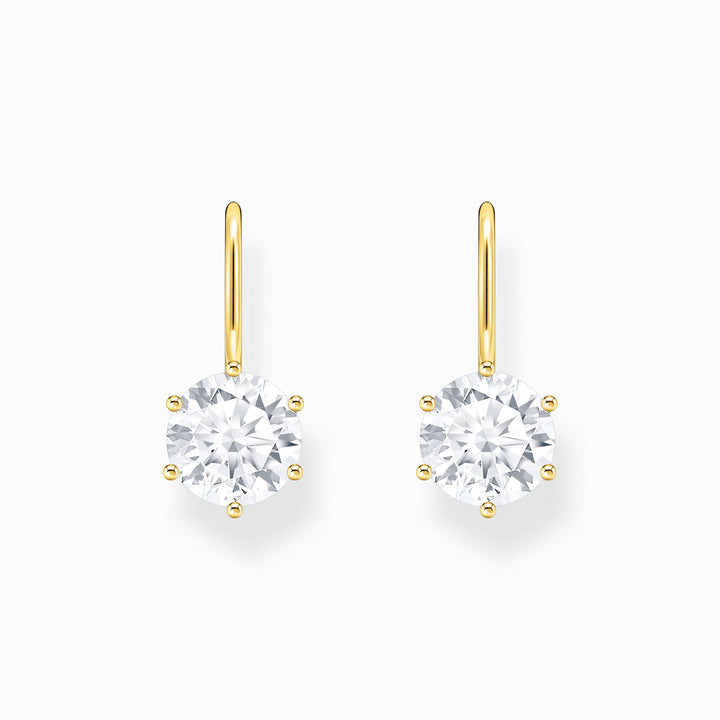 Thomas Sabo Gold Round Zirconia Drop Earrings