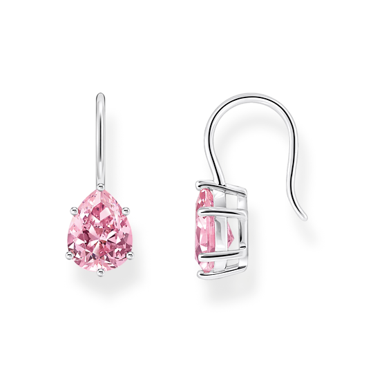 Thomas Sabo Silver Pink Zirconia Drop Earrings