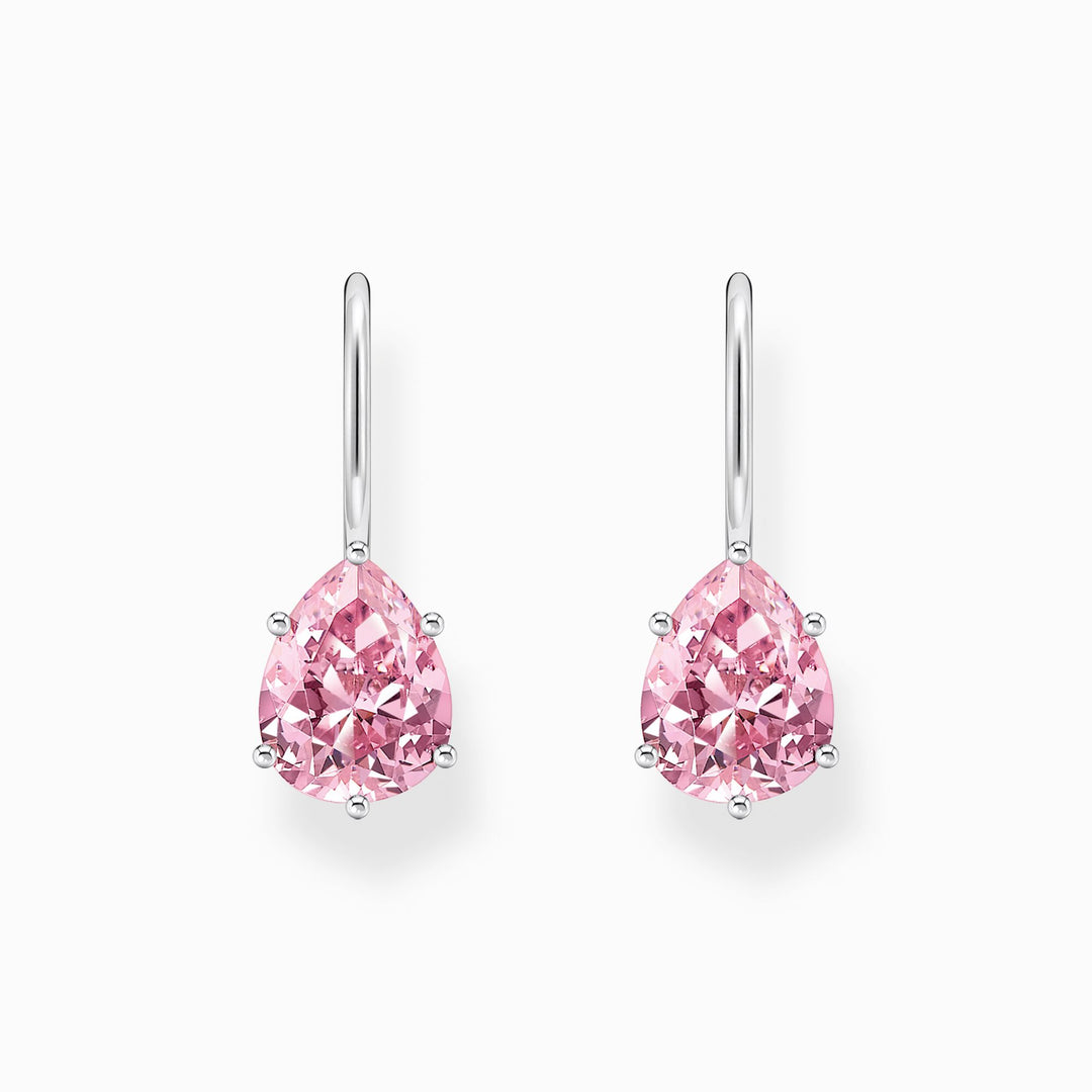 Thomas Sabo Silver Pink Zirconia Drop Earrings