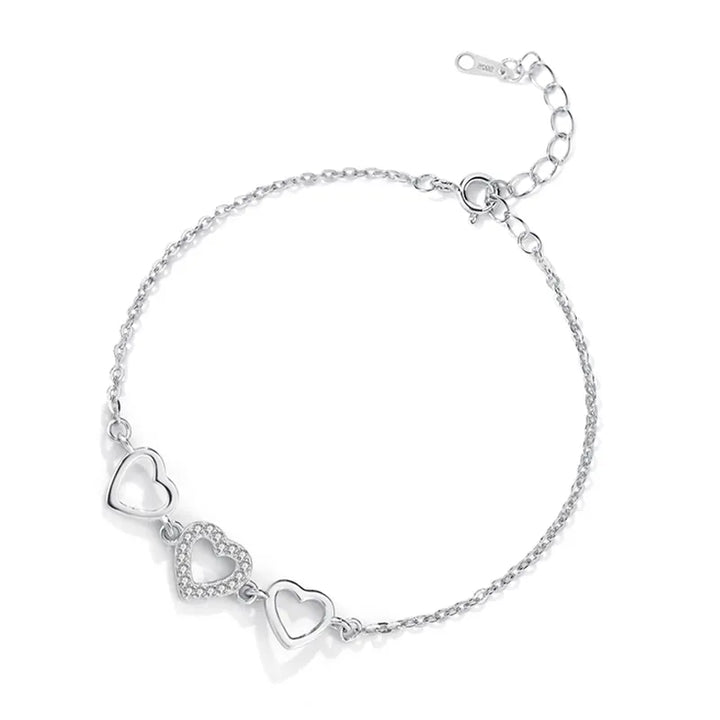 Ol&Co Silver Triple Heart Bracelet