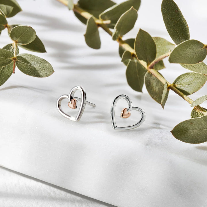 Clogau Tree Of Life Silver Heart Stud Earrings