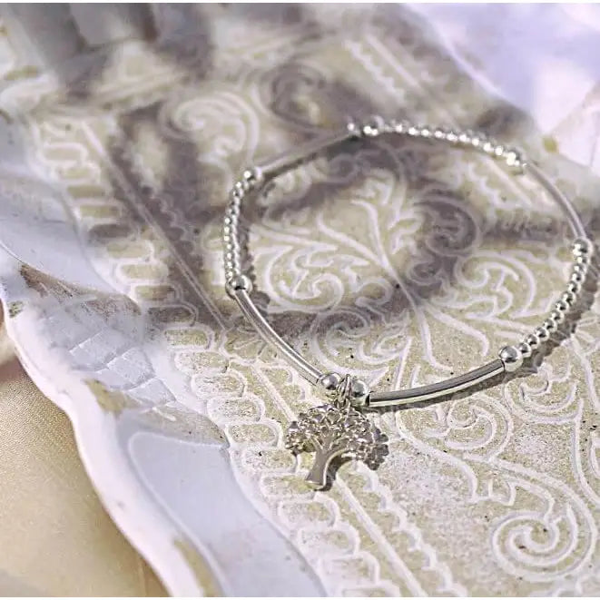 ChloBo Silver Cute Mini Heart Tree of Life Bracelet