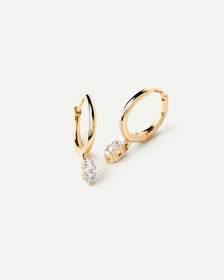 PDPAOLA 18ct Solid Gold Diamond Gold Emi Hoop Earrings