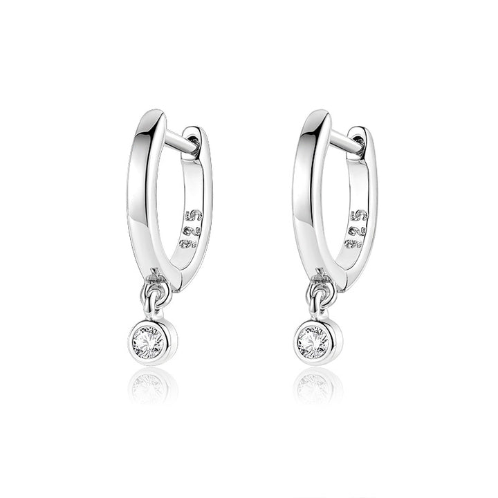 ol&co Silver Sparkling Charm Huggie Hoop Earrings