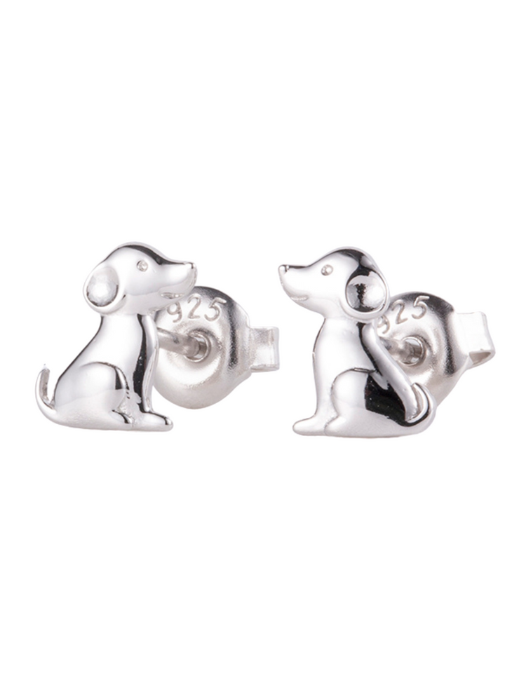 ol&co Silver Dog Stud Earrings