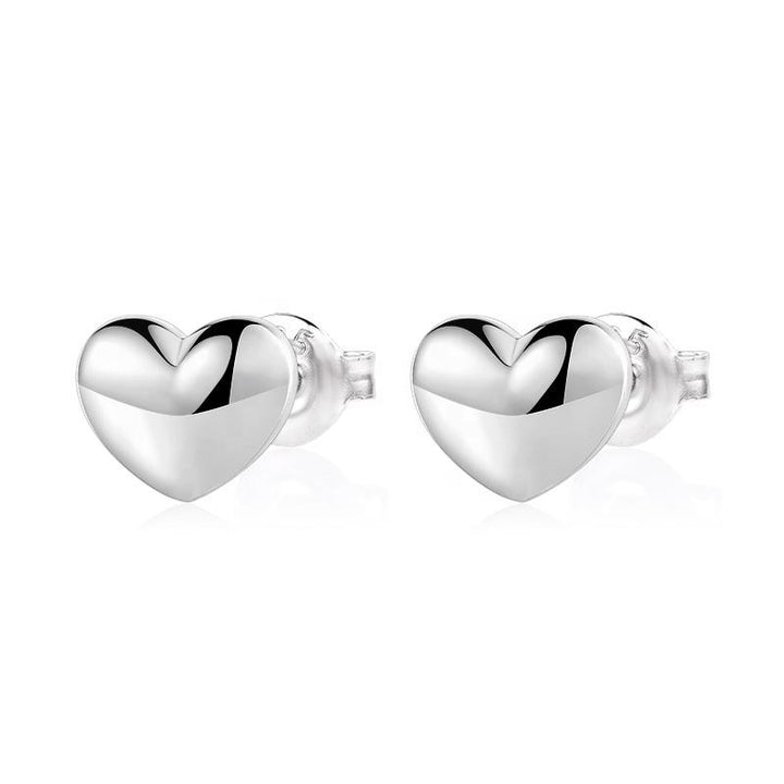 ol&co Silver Polished Heart Stud Earrings